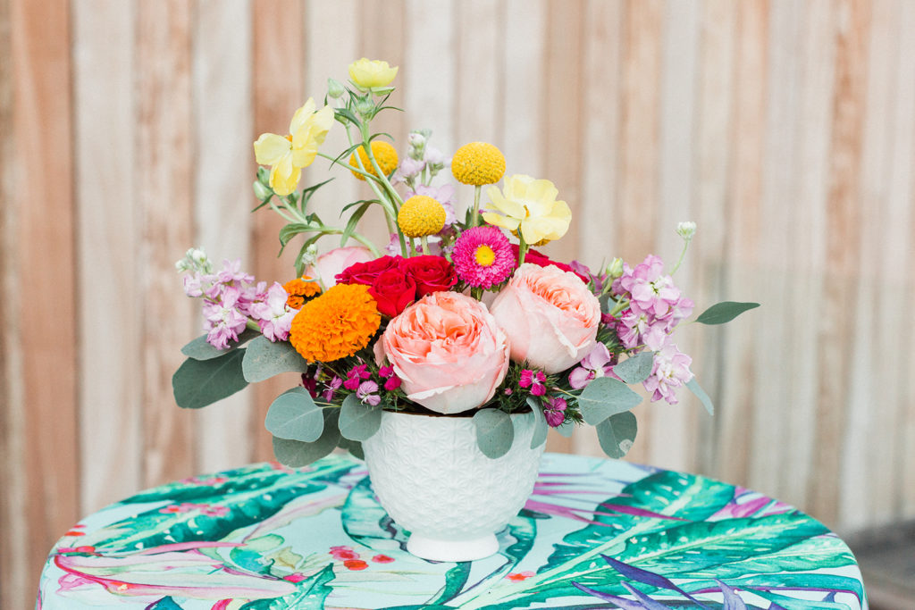 Bright florals on tropical linen